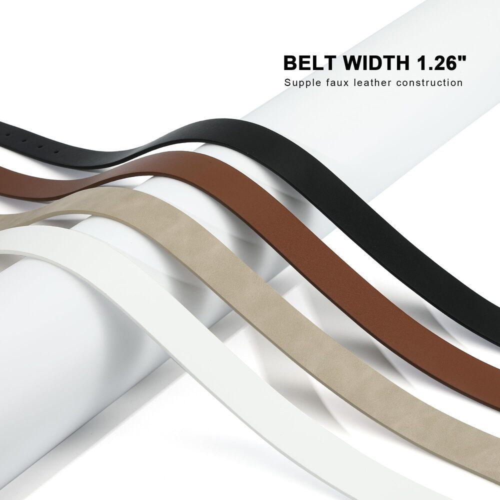 1821 Brown Women Belts For Jeans Dress Waist Belt Ladies Oval Pin Gold - Picture 4 of 6